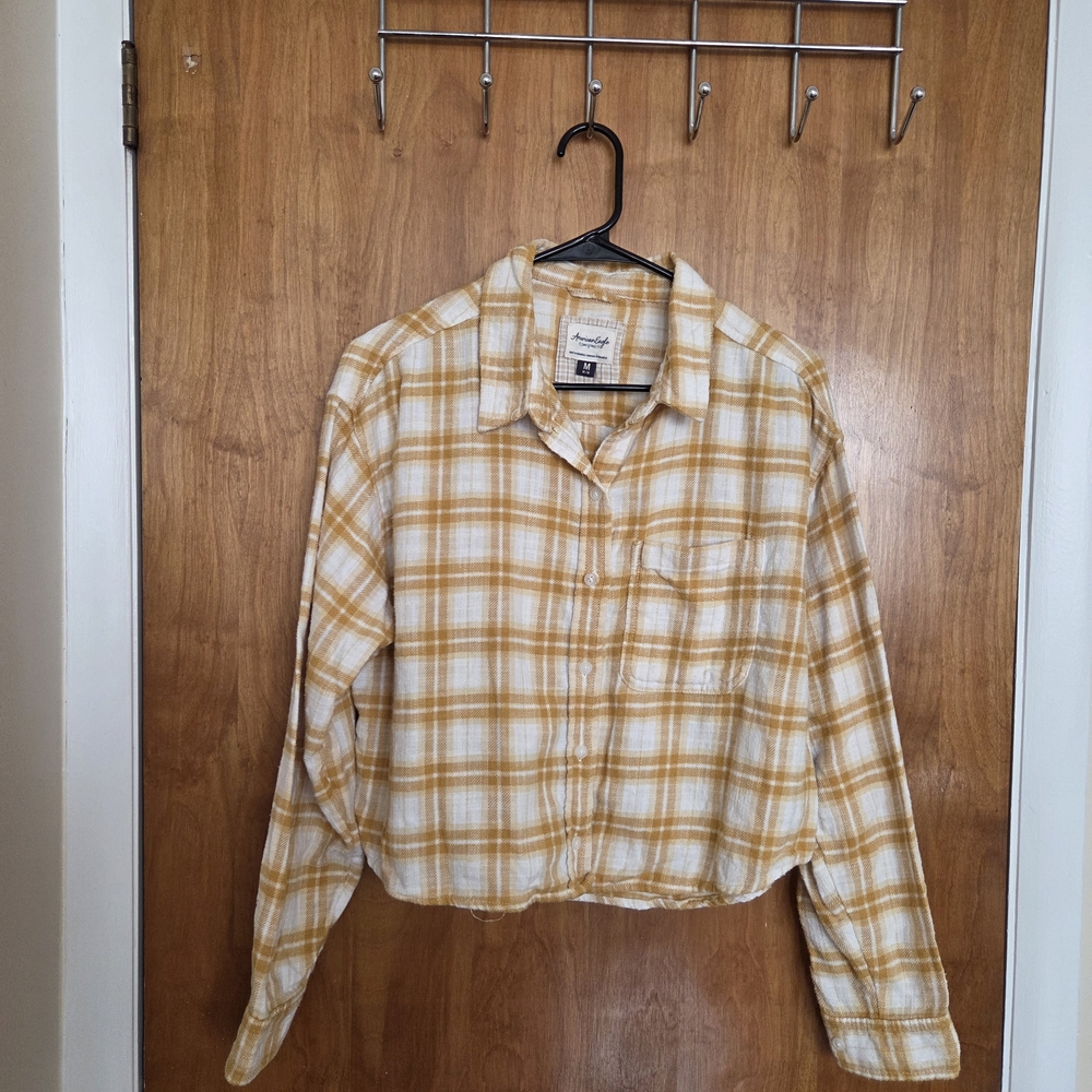 American Eagle Outfitters Mustard Plaid Shirt
